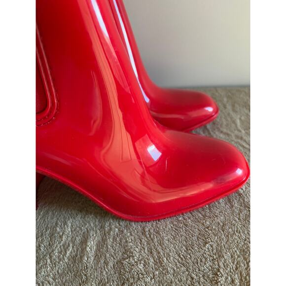 Jeffrey Campbell PVC Hurricane Platform Red Rain Boots Size 7 - Picture 6 of 10